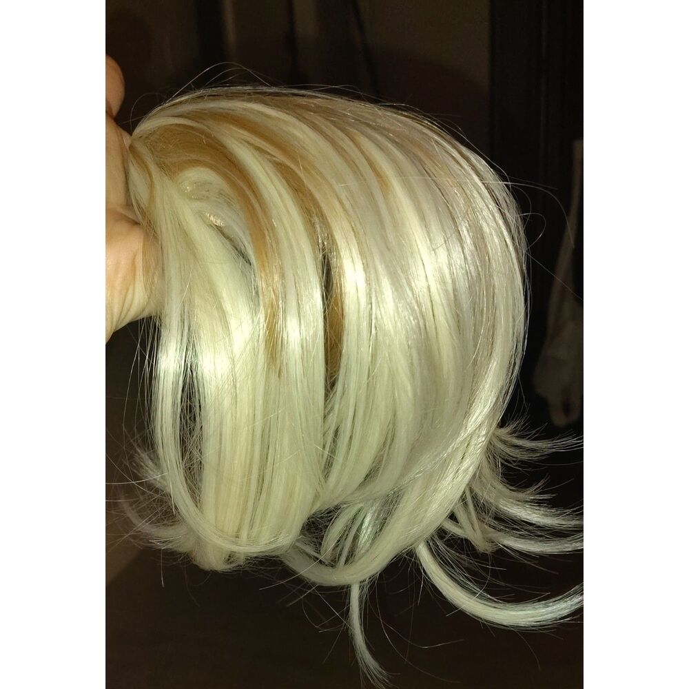 REECHO Synthetic Hair Topper Platinum Honey Blonde Clip in Adjustable
